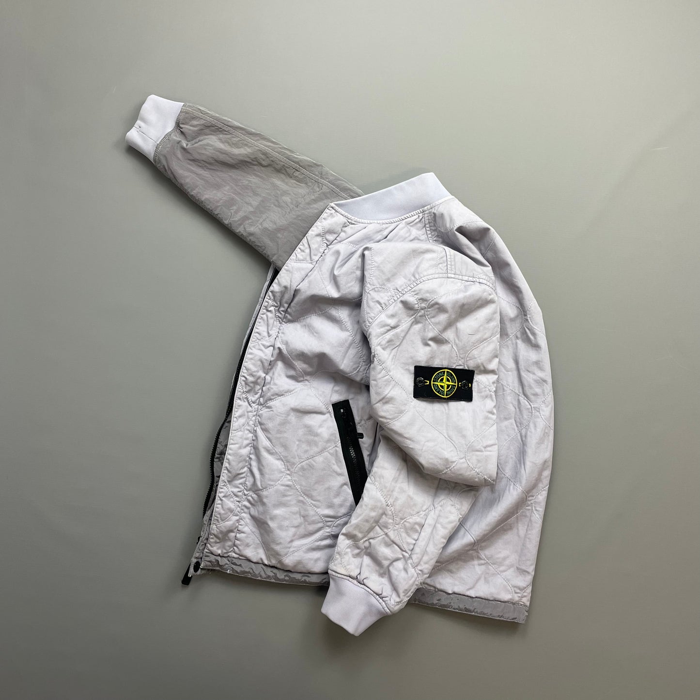 Stone Island Silver/Lilac SS18 Reversible Nylon Metal Quilted Bomber Jacket