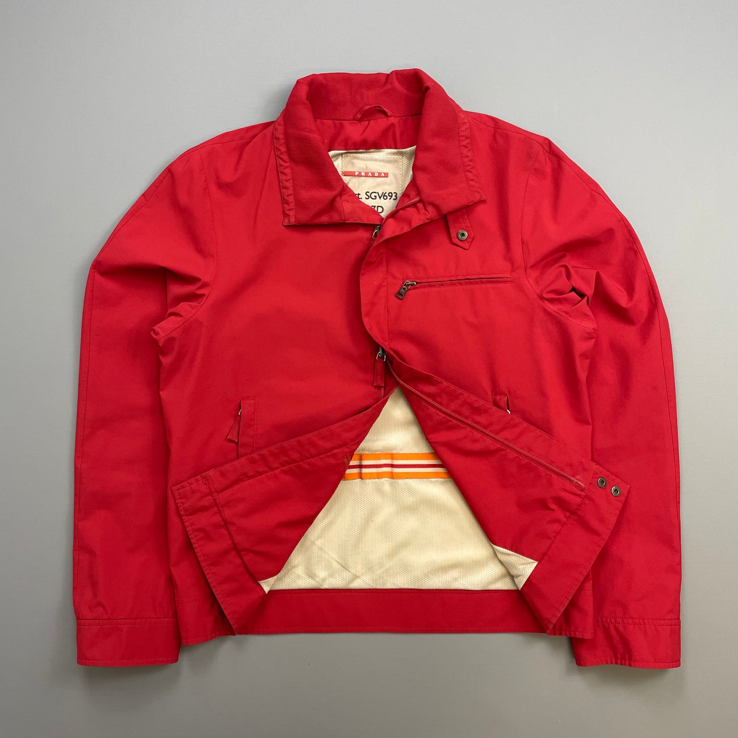 Prada Sport Red 00s Goretex Nylon Trim Collar Harrington Jacket