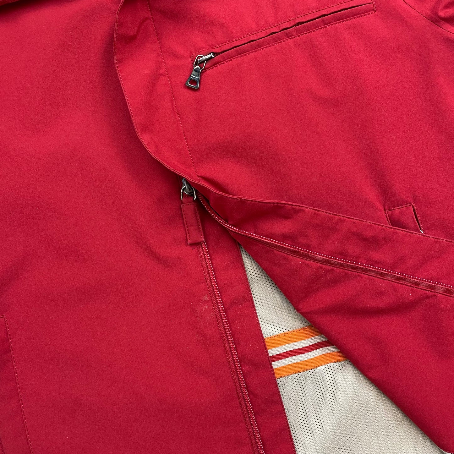 Prada Sport Red 00s Goretex Nylon Trim Collar Harrington Jacket