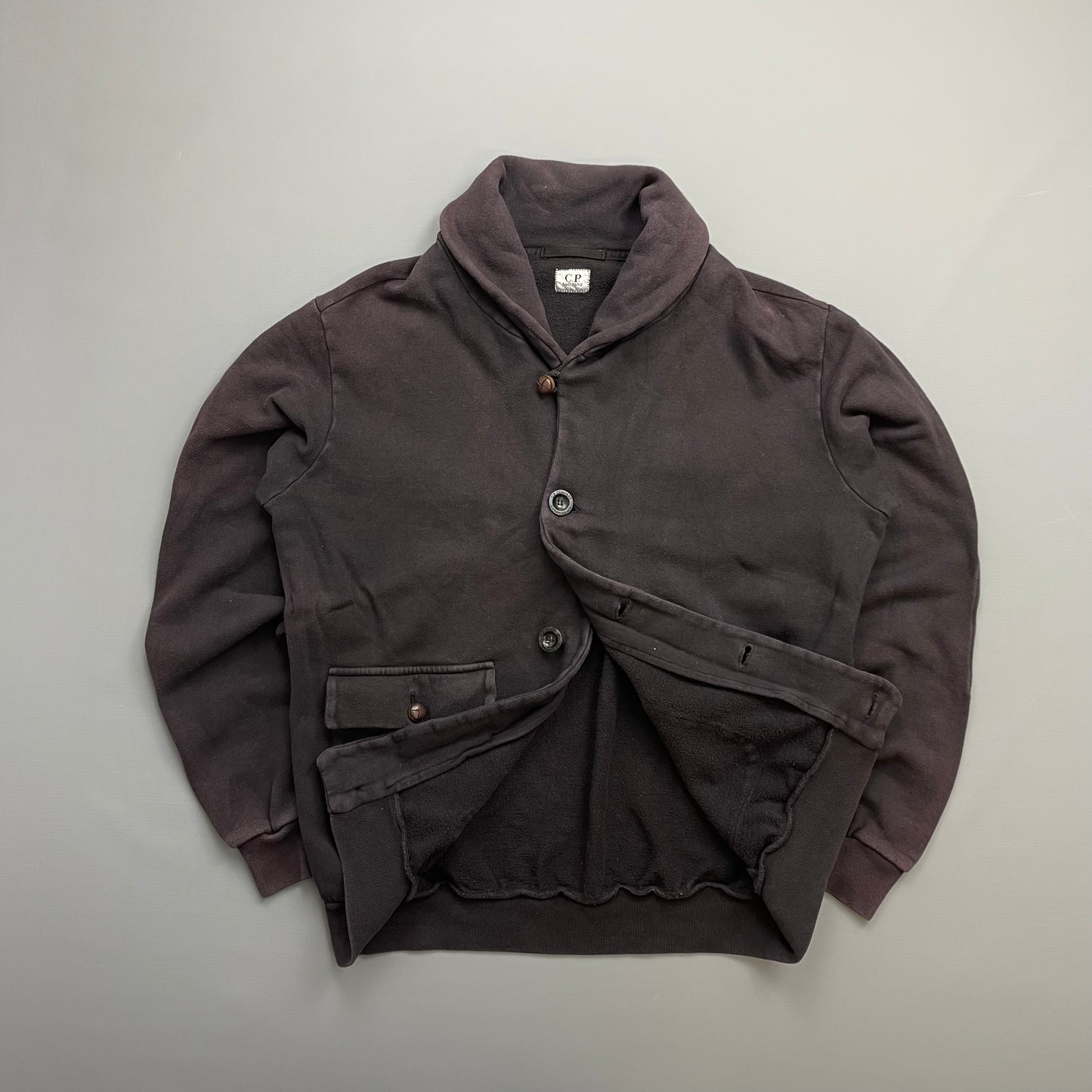 C.P. Company Brown AW10 Soft-Brush Cotton Button-Up Bomber Jacket