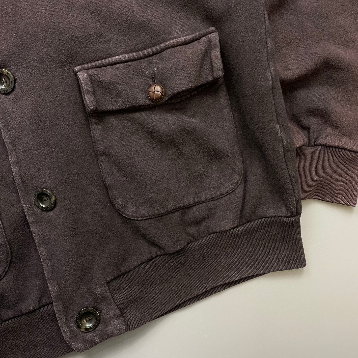 C.P. Company Brown AW10 Soft-Brush Cotton Button-Up Bomber Jacket