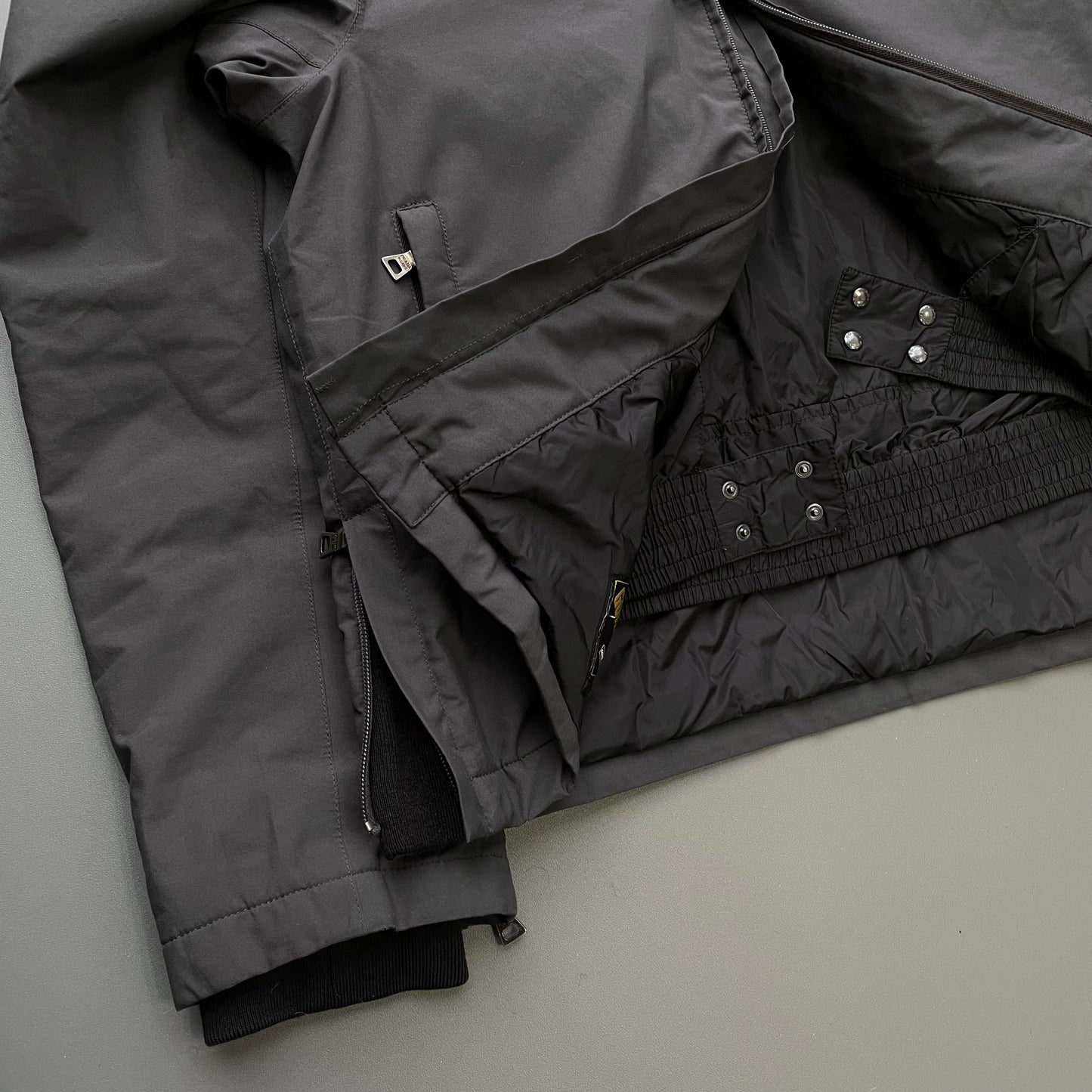 Prada Sport Grey 00s Goretex Wool-Trim Concealed Hood Technical Ski Jacket