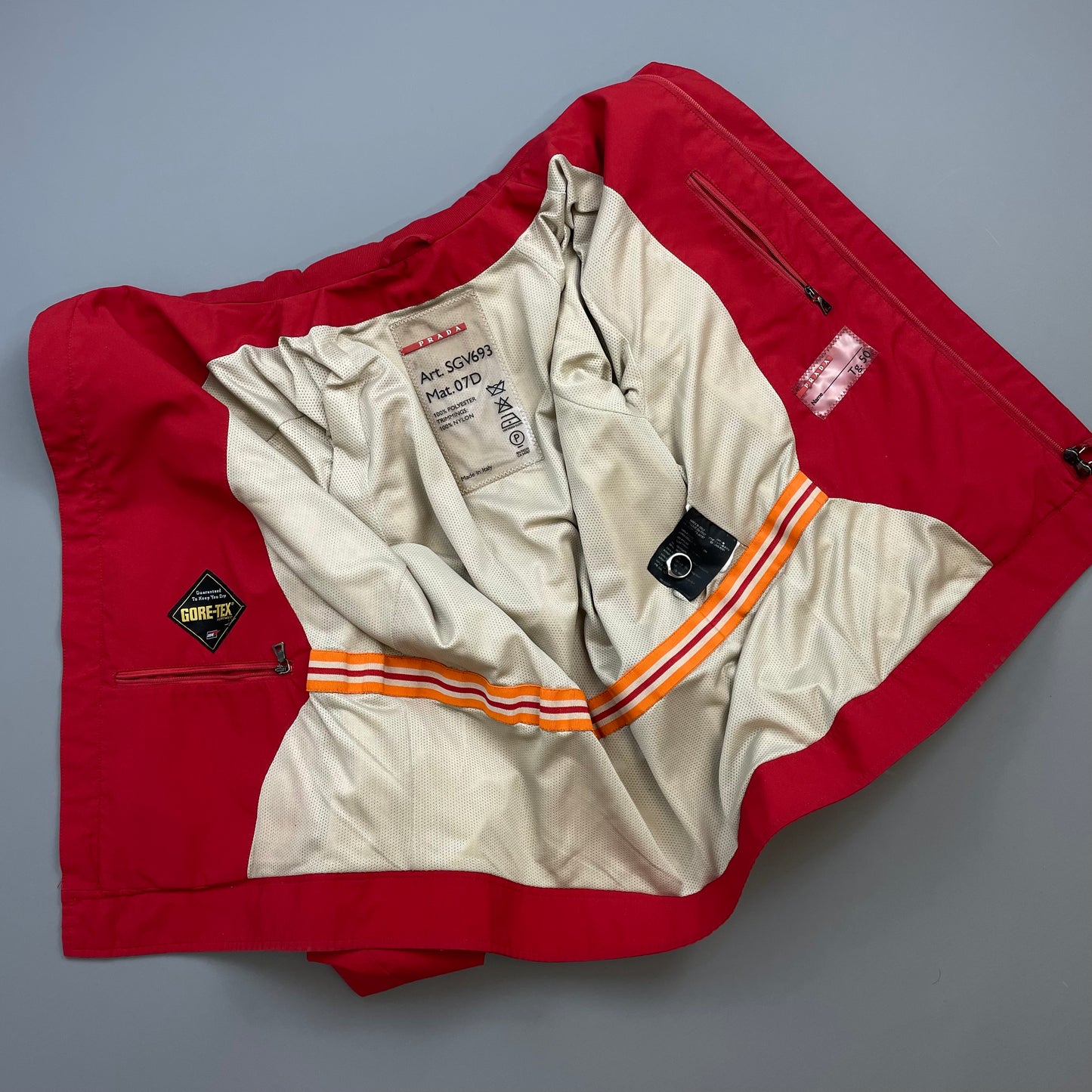 Prada Sport Red 00s Goretex Nylon Trim Collar Harrington Jacket