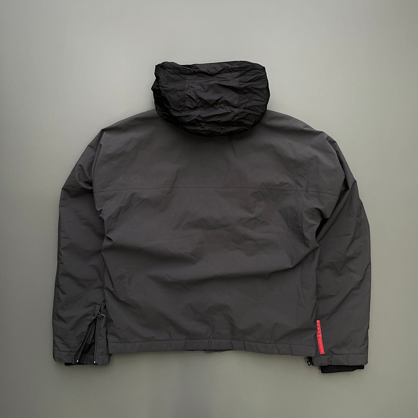 Prada Sport Grey 00s Goretex Wool-Trim Concealed Hood Technical Ski Jacket
