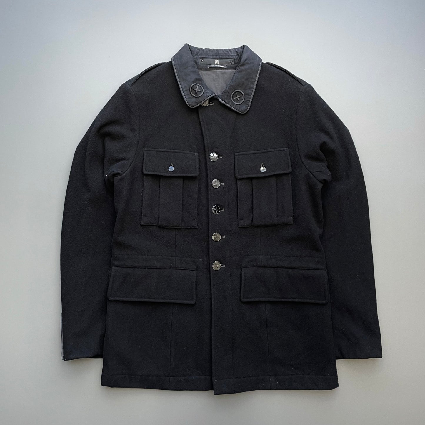 Stone Island Denims Black AW06 Wool Military Overcoat