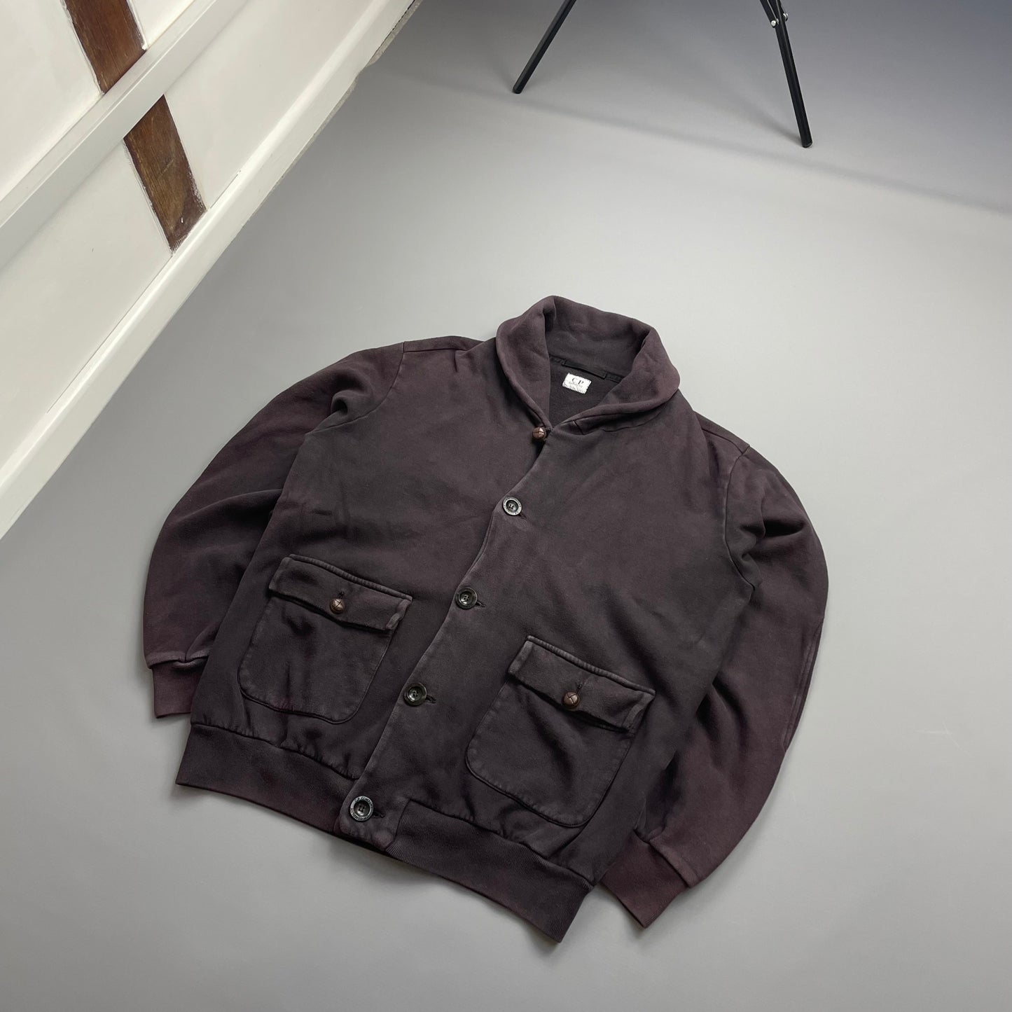 C.P. Company Brown AW10 Soft-Brush Cotton Button-Up Bomber Jacket