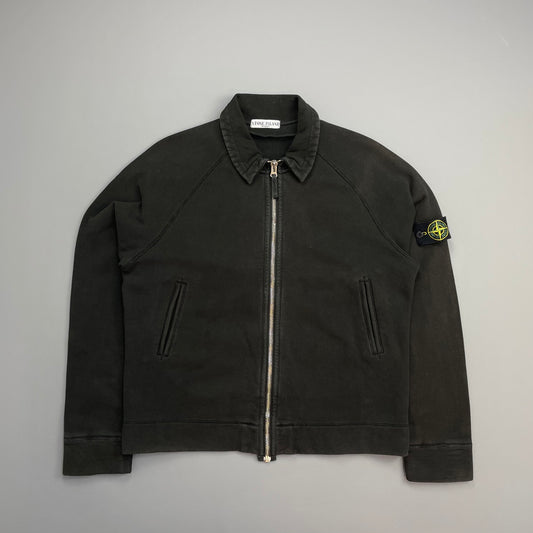 Stone Island Black SS06 Compass Emblem Zip-Through Cotton Jacket