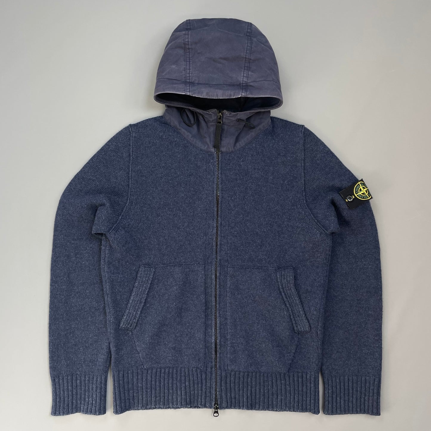 Stone Island Blue AW12 Contrast Hood Zip-Through Cardigan Jacket