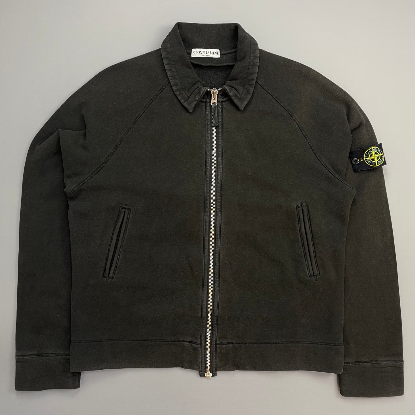 Stone Island Black SS06 Compass Emblem Zip-Through Cotton Jacket