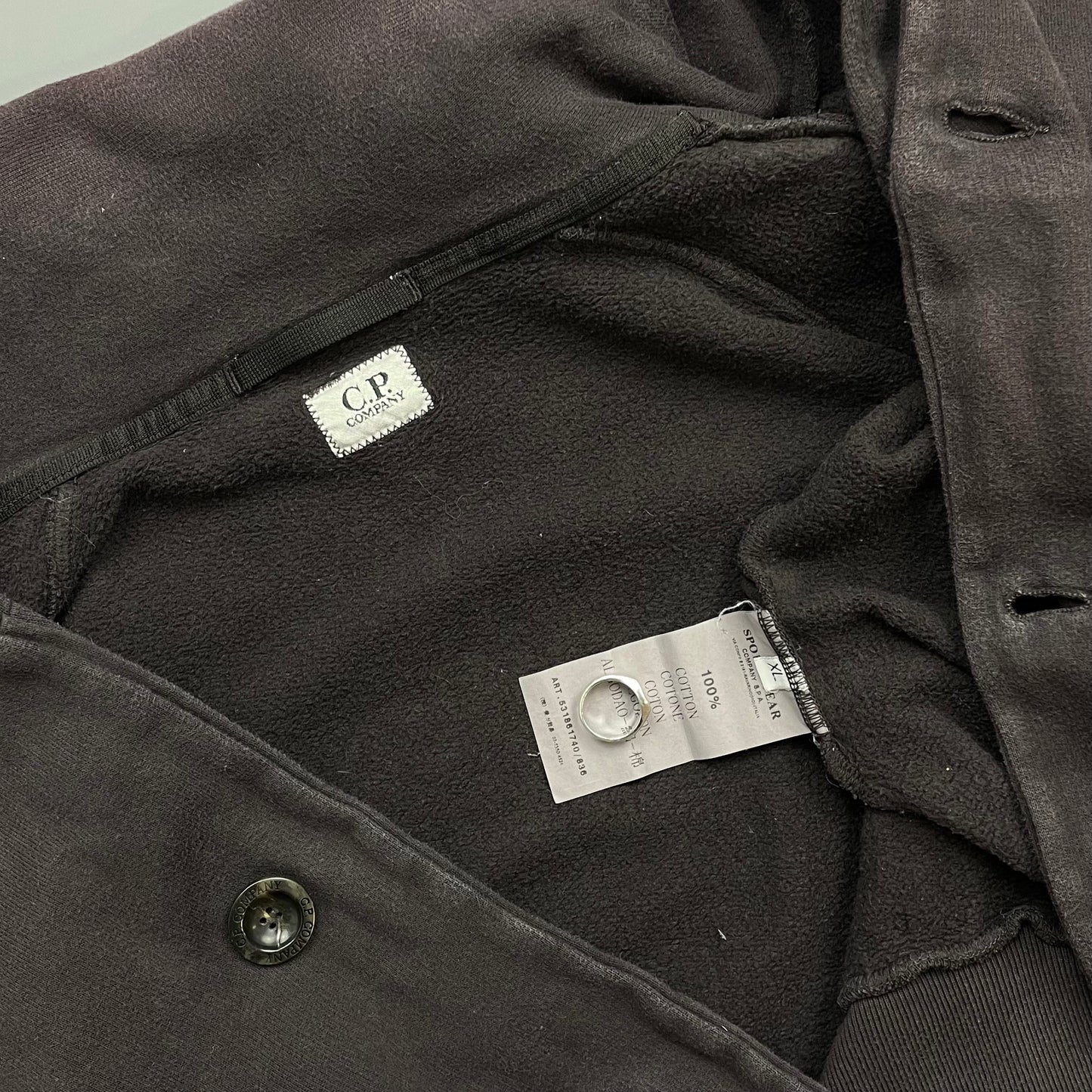 C.P. Company Brown AW10 Soft-Brush Cotton Button-Up Bomber Jacket