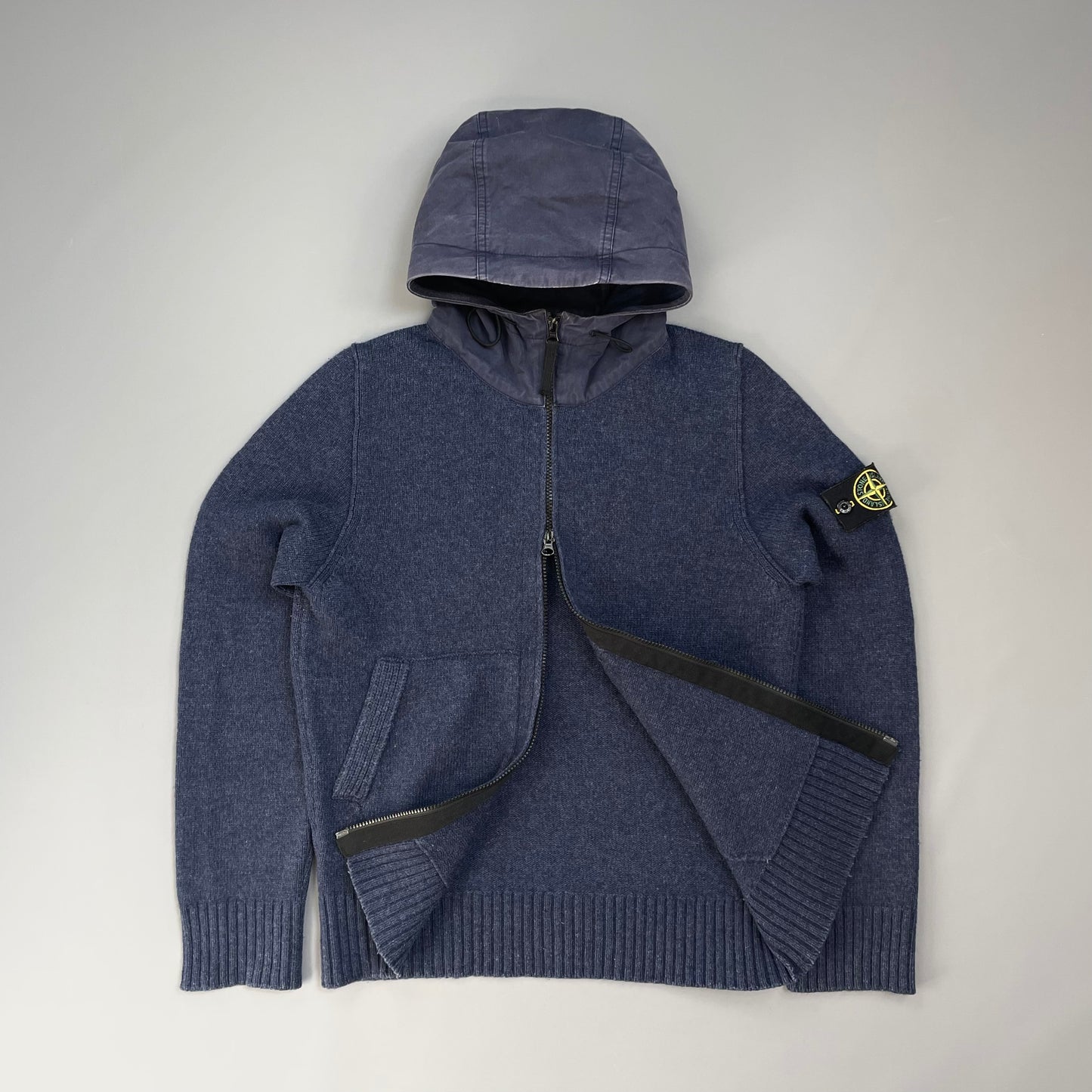 Stone Island Blue AW12 Contrast Hood Zip-Through Cardigan Jacket