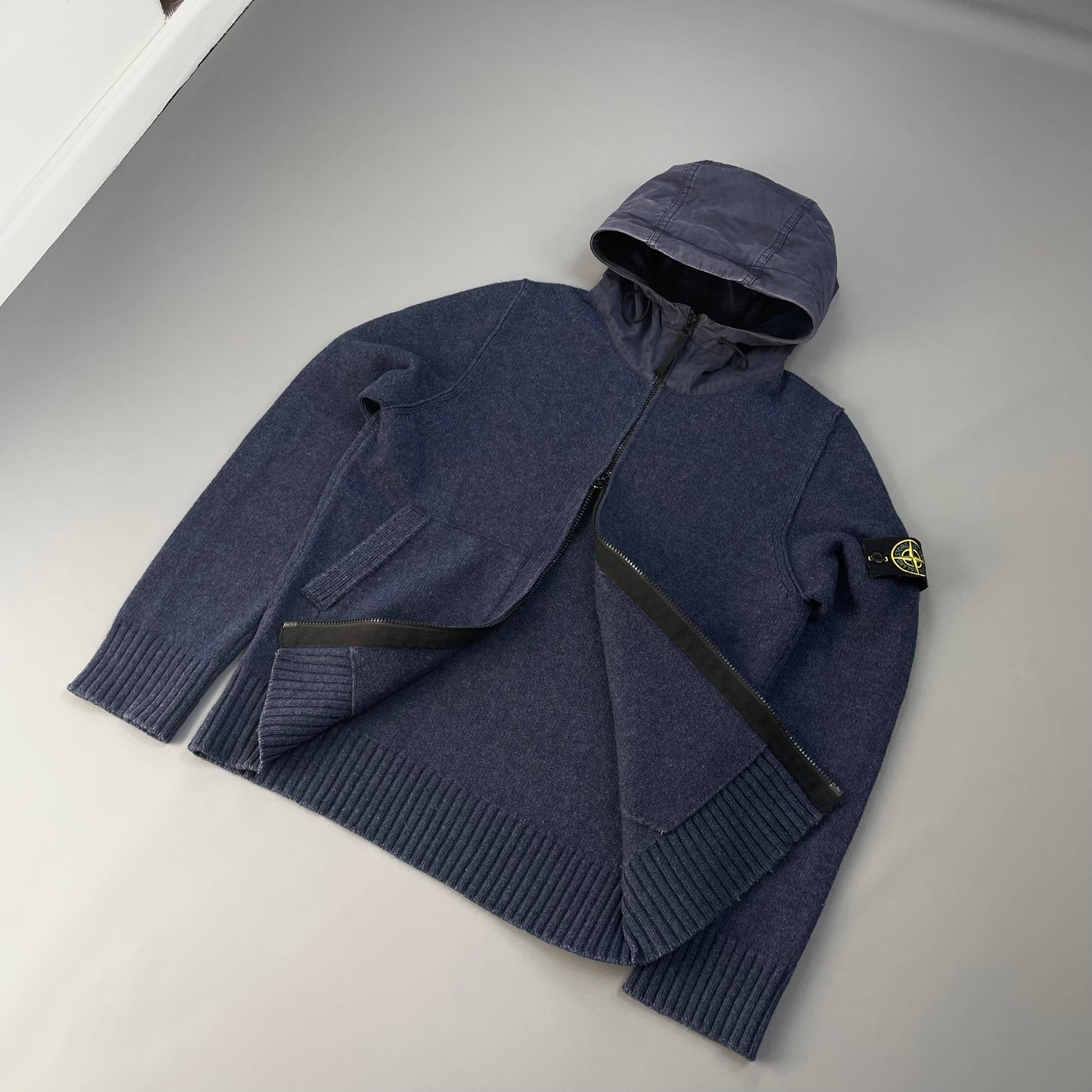Stone Island Blue AW12 Contrast Hood Zip-Through Cardigan Jacket
