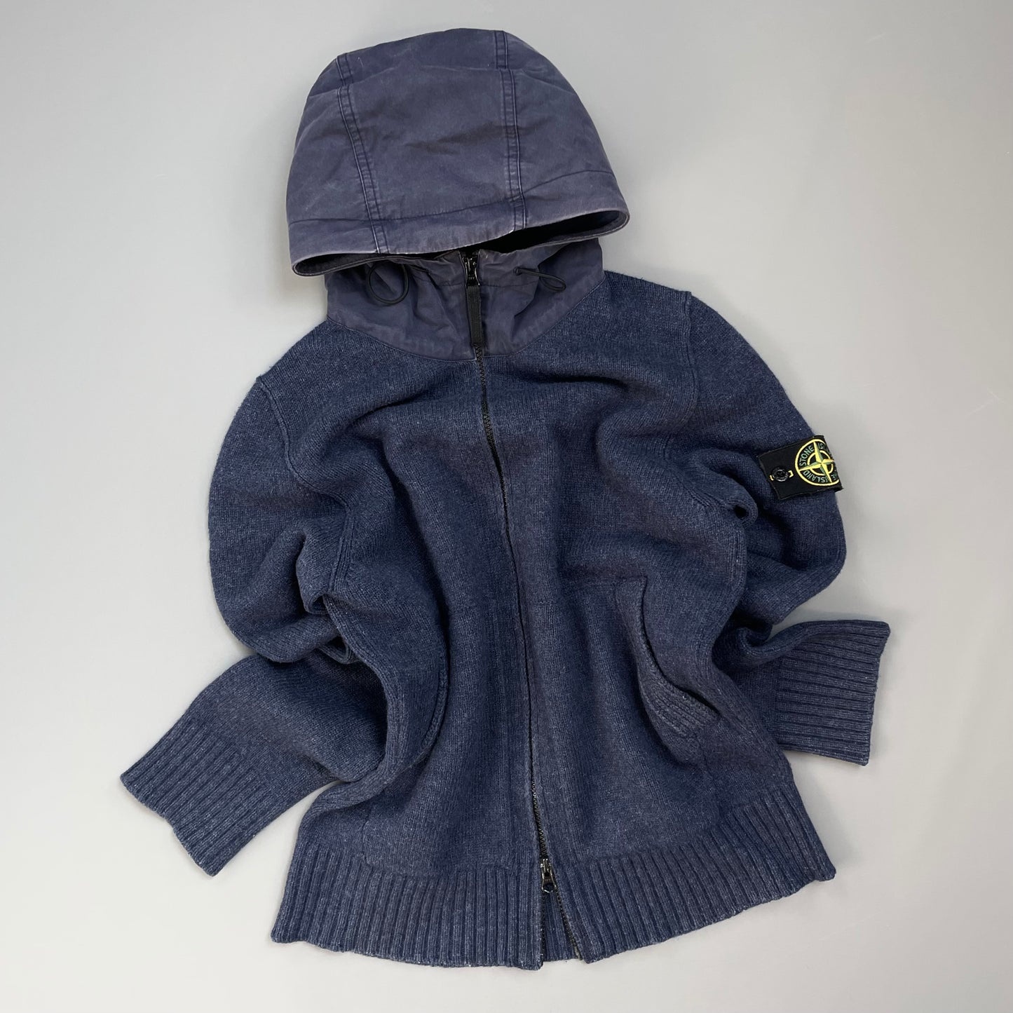 Stone Island Blue AW12 Contrast Hood Zip-Through Cardigan Jacket