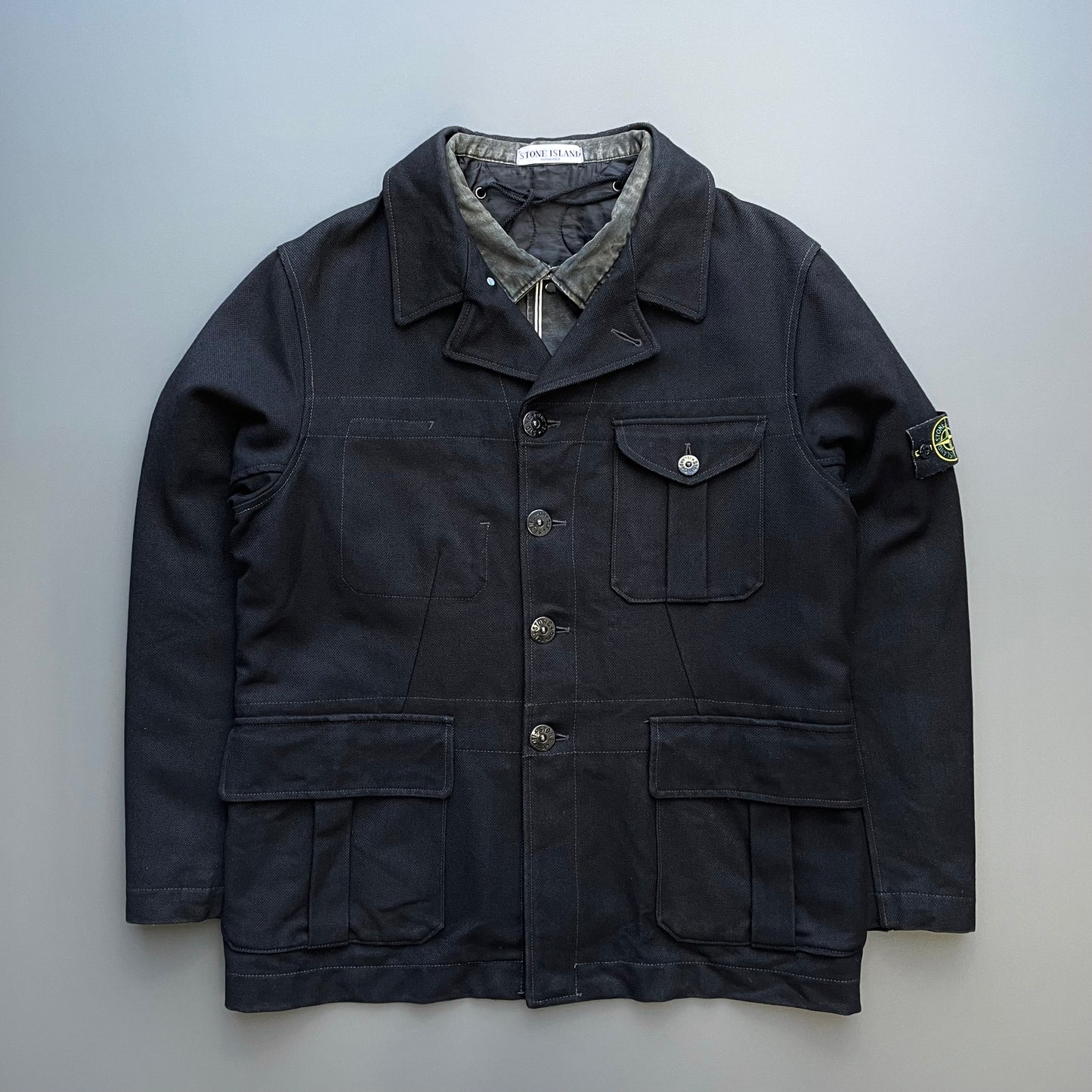 Stone Island Black/Navy Grey AW06 Wool & Nylon Canvas Dutch Rope Liner Field Jacket
