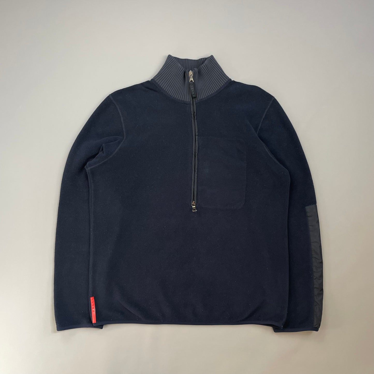 Prada Sport Navy 2008 Nylon Elbow Dual-Zip Lightweight Fleece Jumper