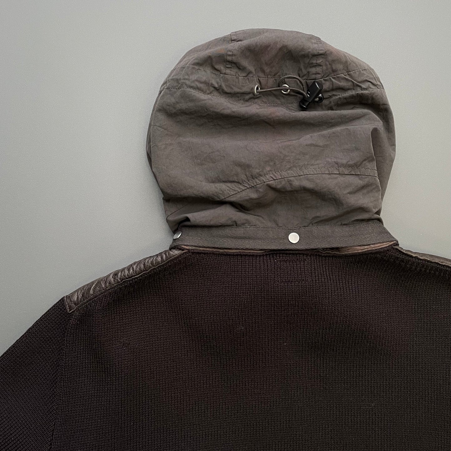 C.P. Company Brown AW06 Leather & Wool Hybrid Detachable Hood Jacket