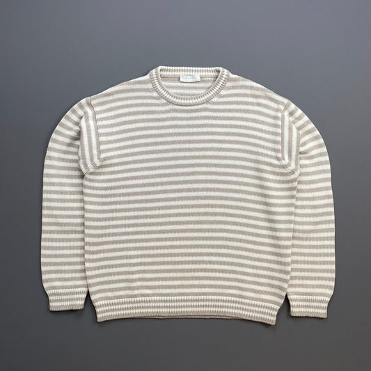 Prada White & Grey 2016 Striped Elbow Panel Knit Jumper