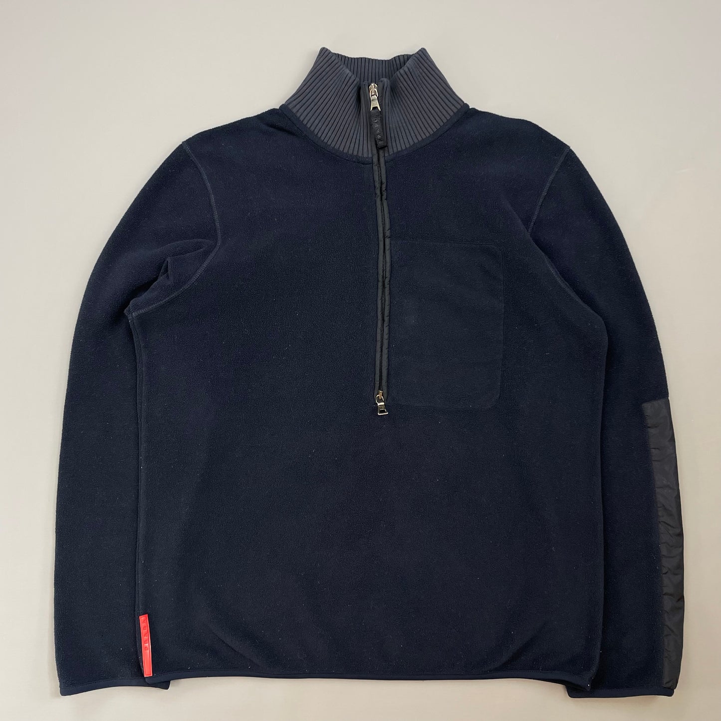 Prada Sport Navy 2008 Nylon Elbow Dual-Zip Lightweight Fleece Jumper