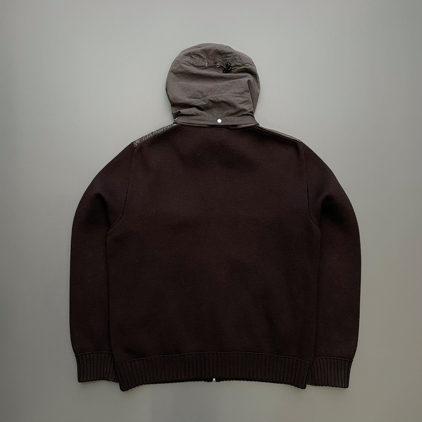 C.P. Company Brown AW06 Leather & Wool Hybrid Detachable Hood Jacket