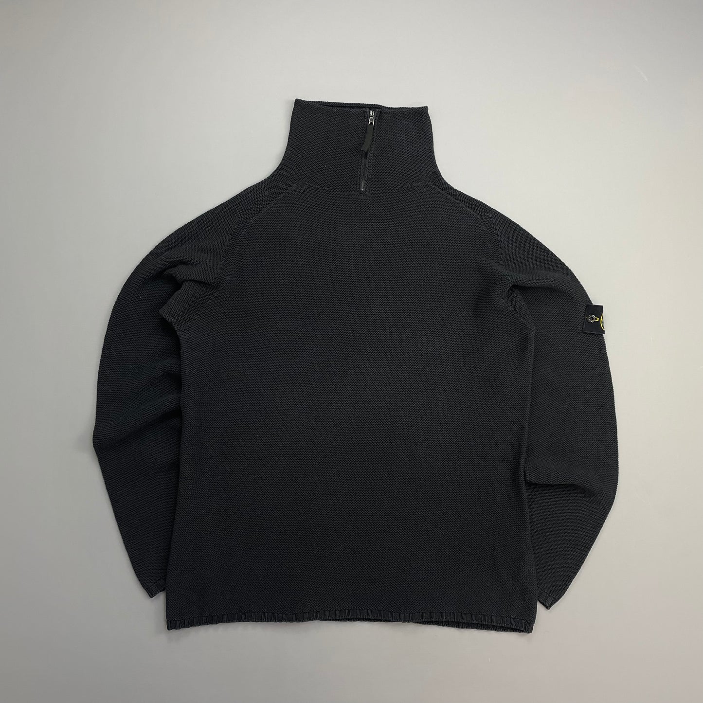 Stone Island Black SS00 Lightweight Half-Zip Knit Jumper
