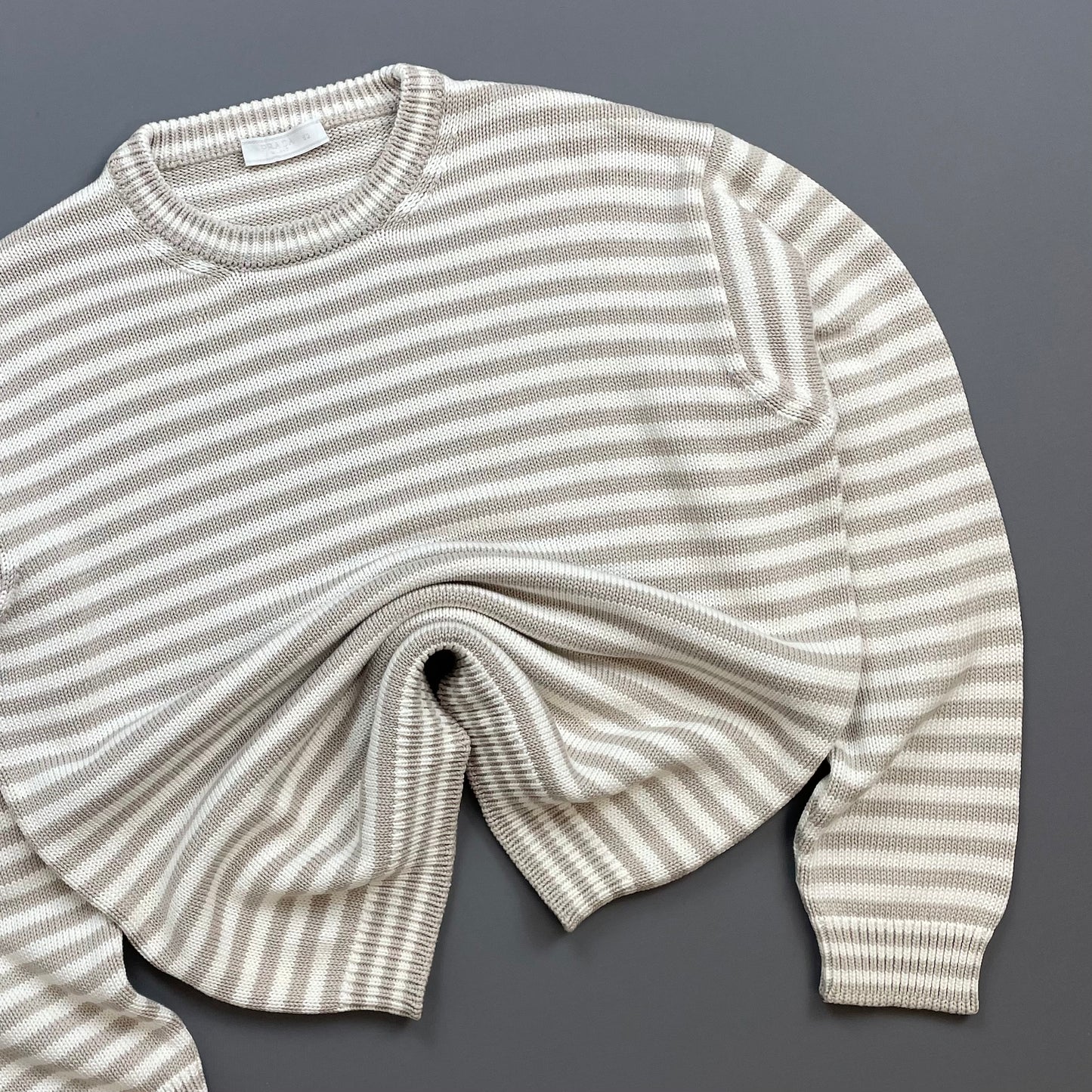 Prada White & Grey 2016 Striped Elbow Panel Knit Jumper