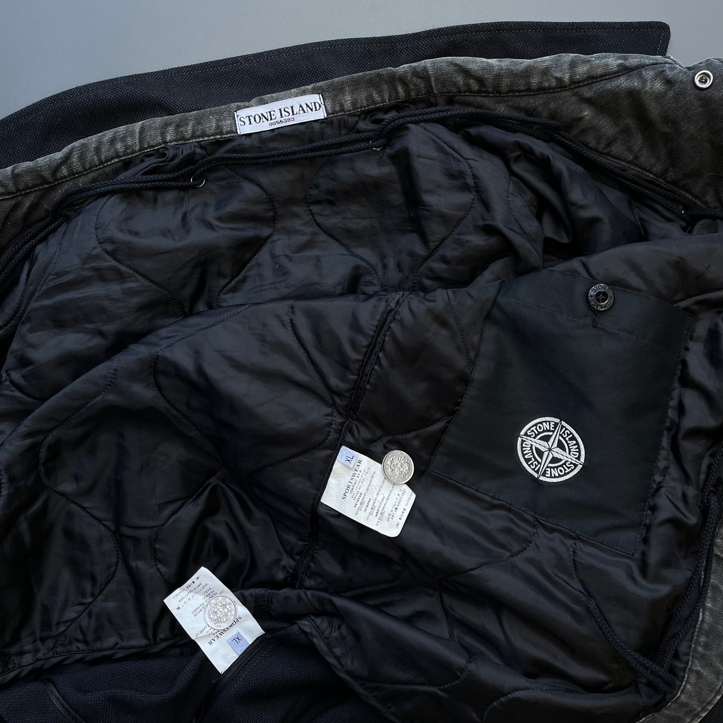 Stone Island Black/Navy Grey AW06 Wool & Nylon Canvas Dutch Rope Liner Field Jacket