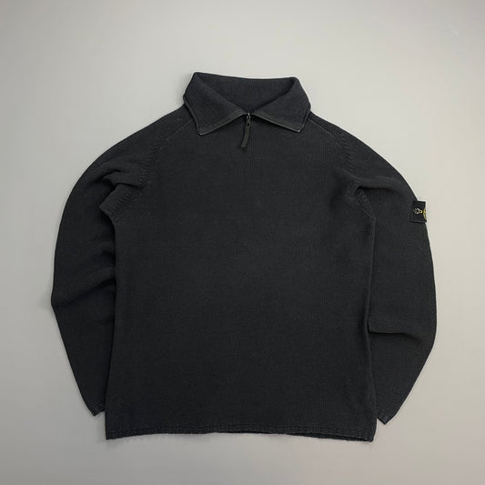 Stone Island Black SS00 Lightweight Half-Zip Knit Jumper