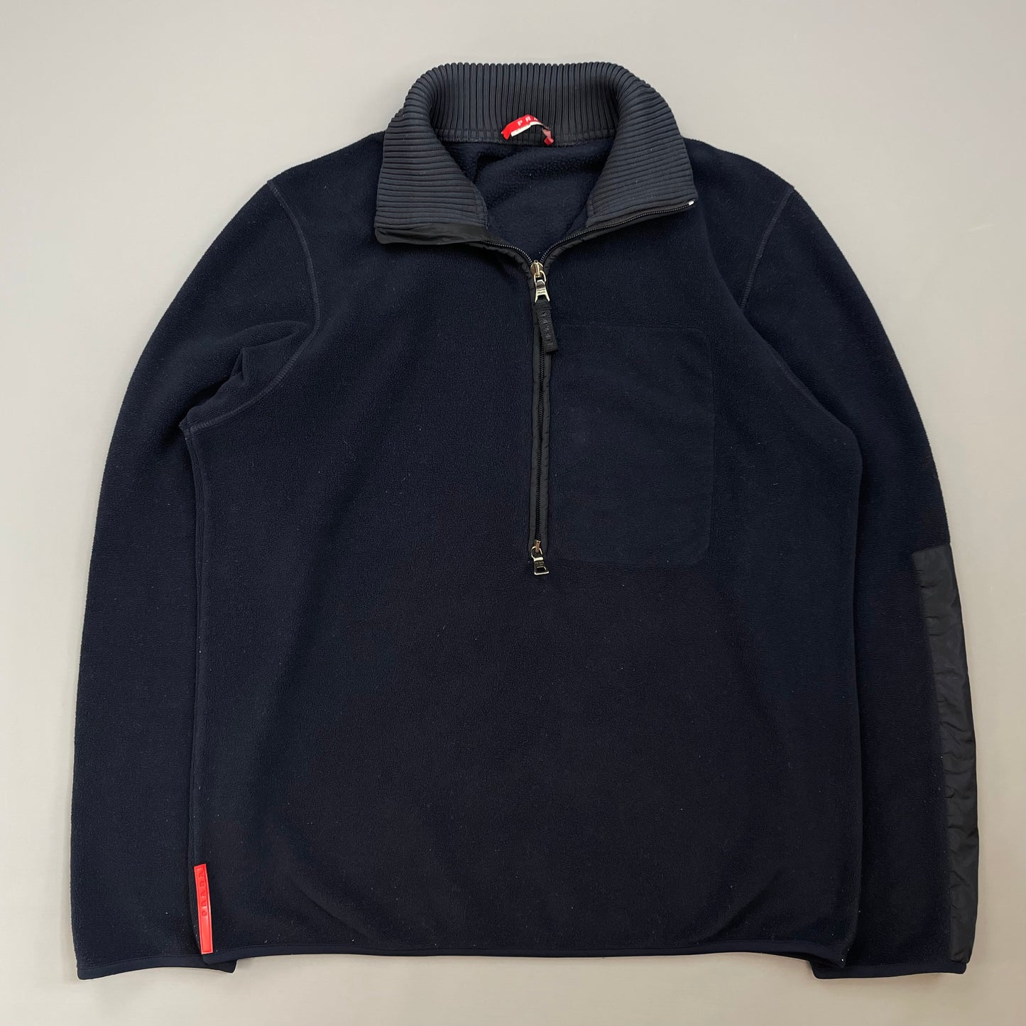 Prada Sport Navy 2008 Nylon Elbow Dual-Zip Lightweight Fleece Jumper