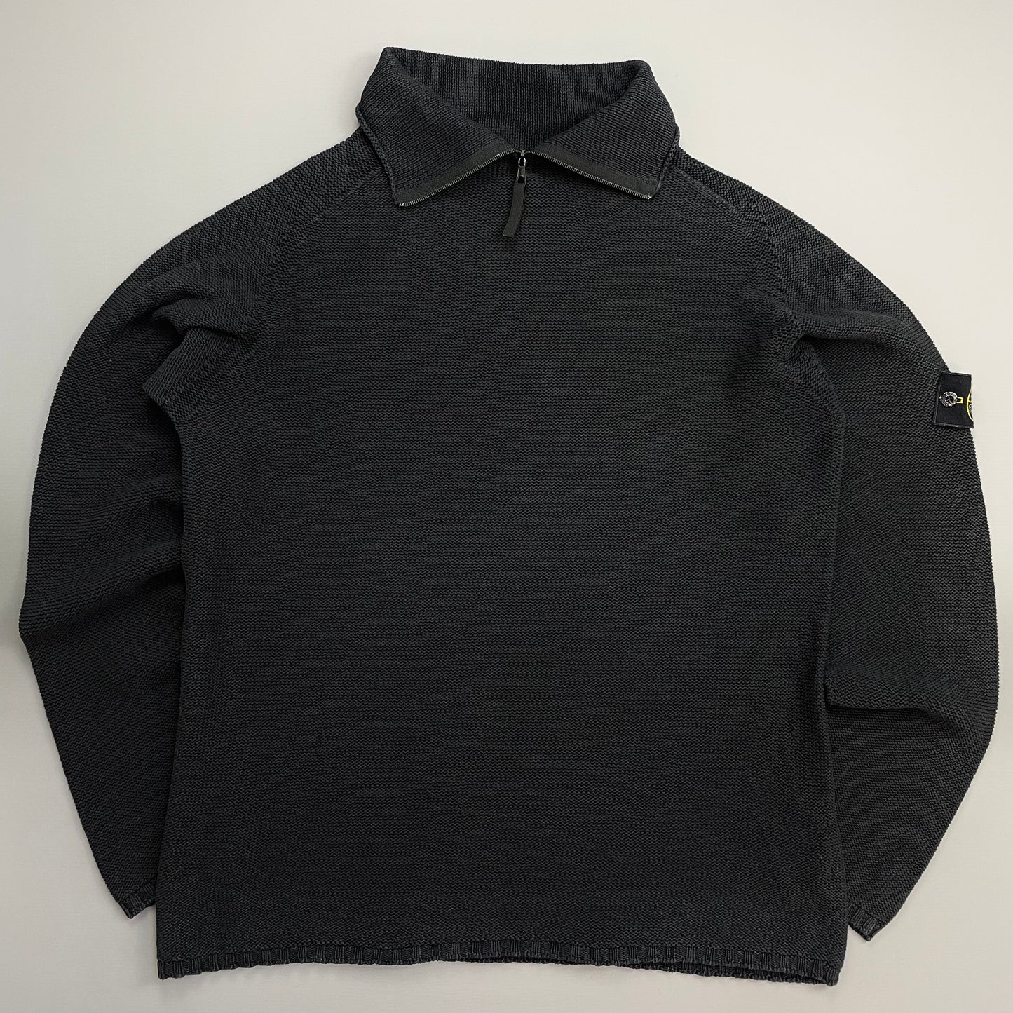 Stone Island Black SS00 Lightweight Half-Zip Knit Jumper