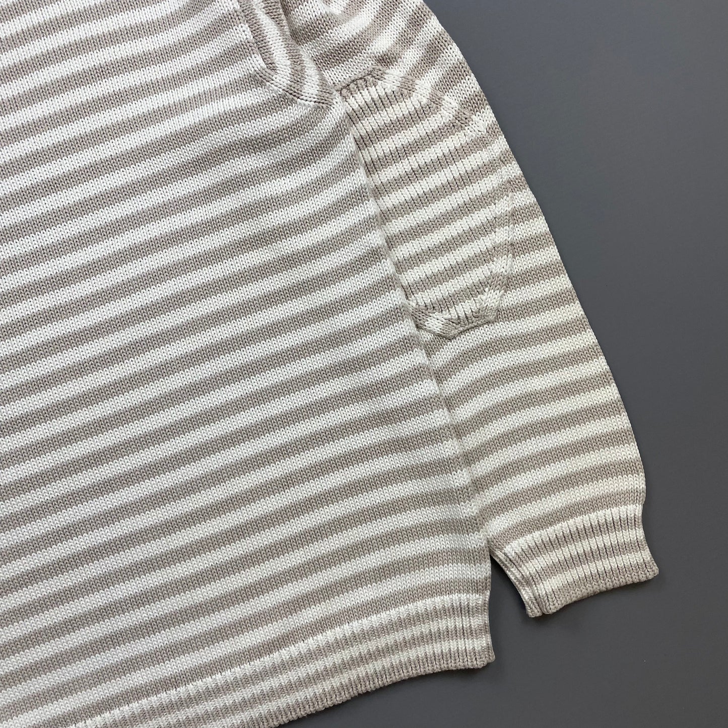 Prada White & Grey 2016 Striped Elbow Panel Knit Jumper