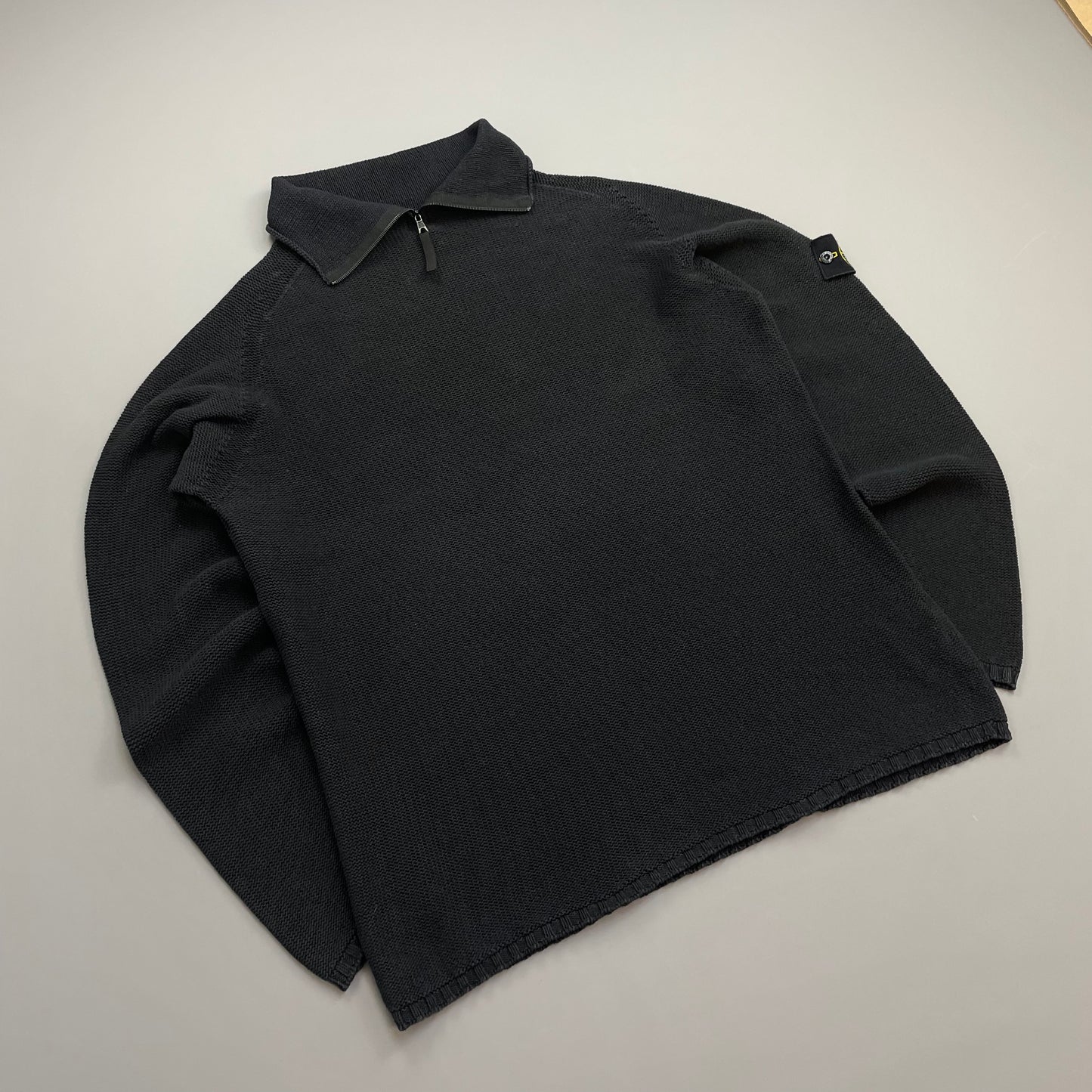 Stone Island Black SS00 Lightweight Half-Zip Knit Jumper