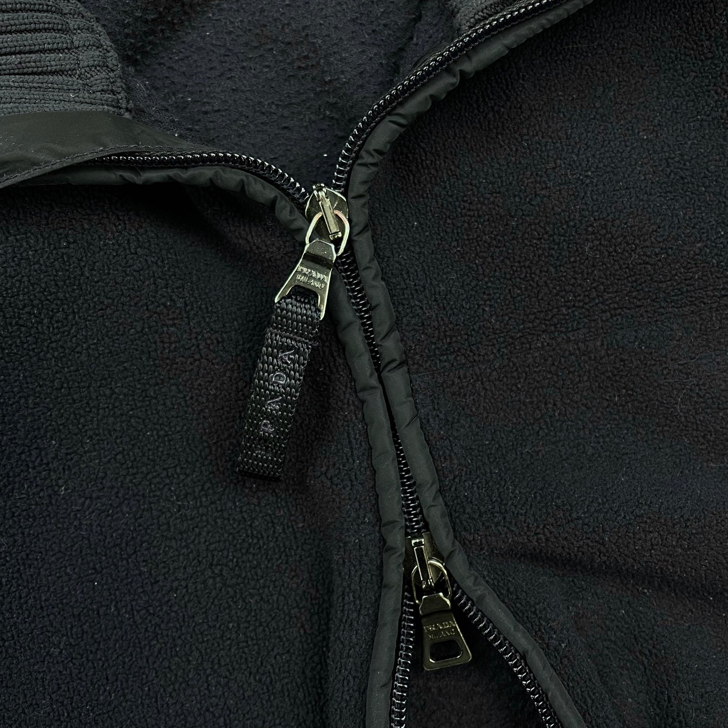 Prada Sport Navy 2008 Nylon Elbow Dual-Zip Lightweight Fleece Jumper