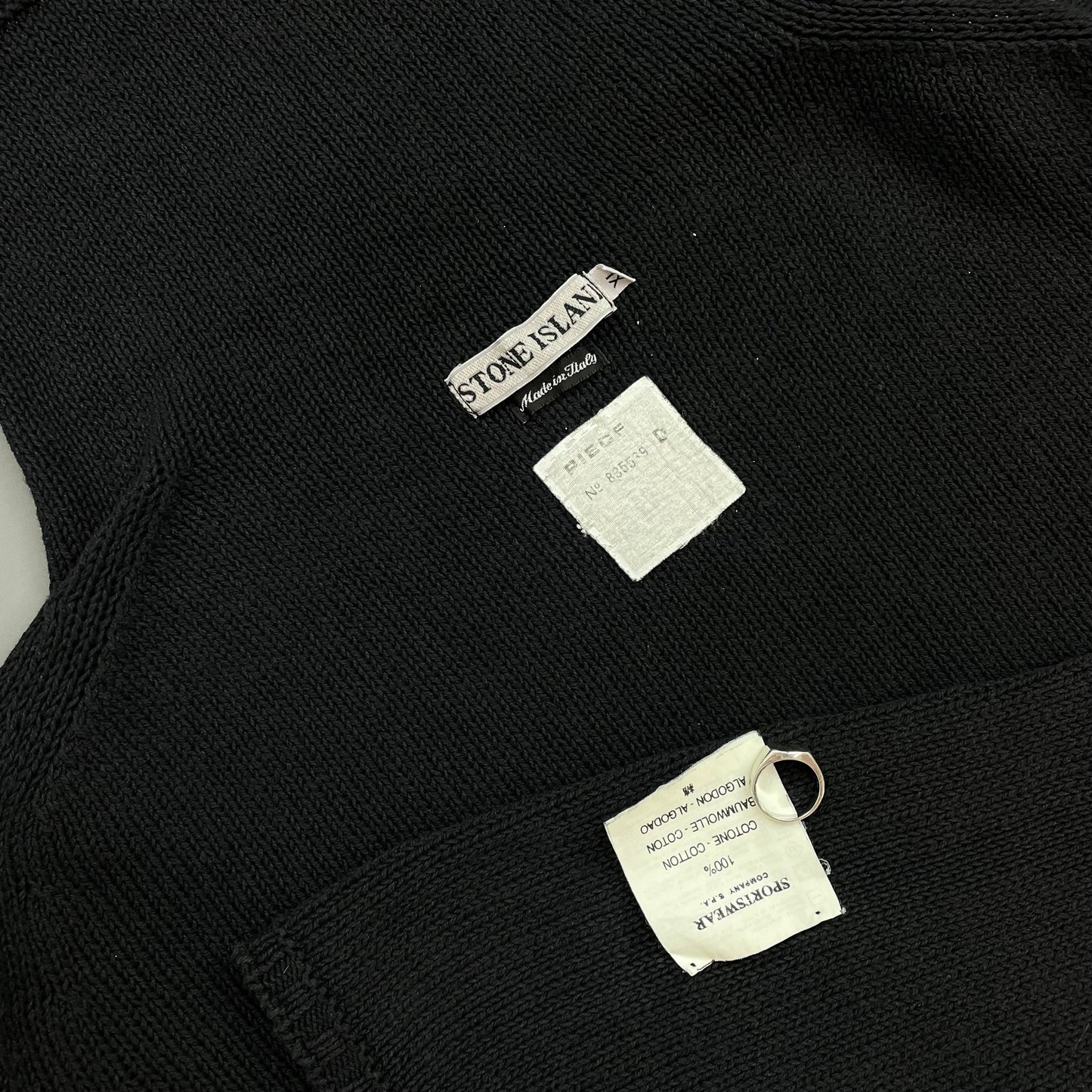 Stone Island Black SS00 Lightweight Half-Zip Knit Jumper
