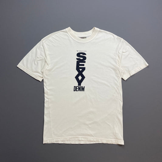 Armani Jeans Cream White 90s 'Sexy Denim' Tee