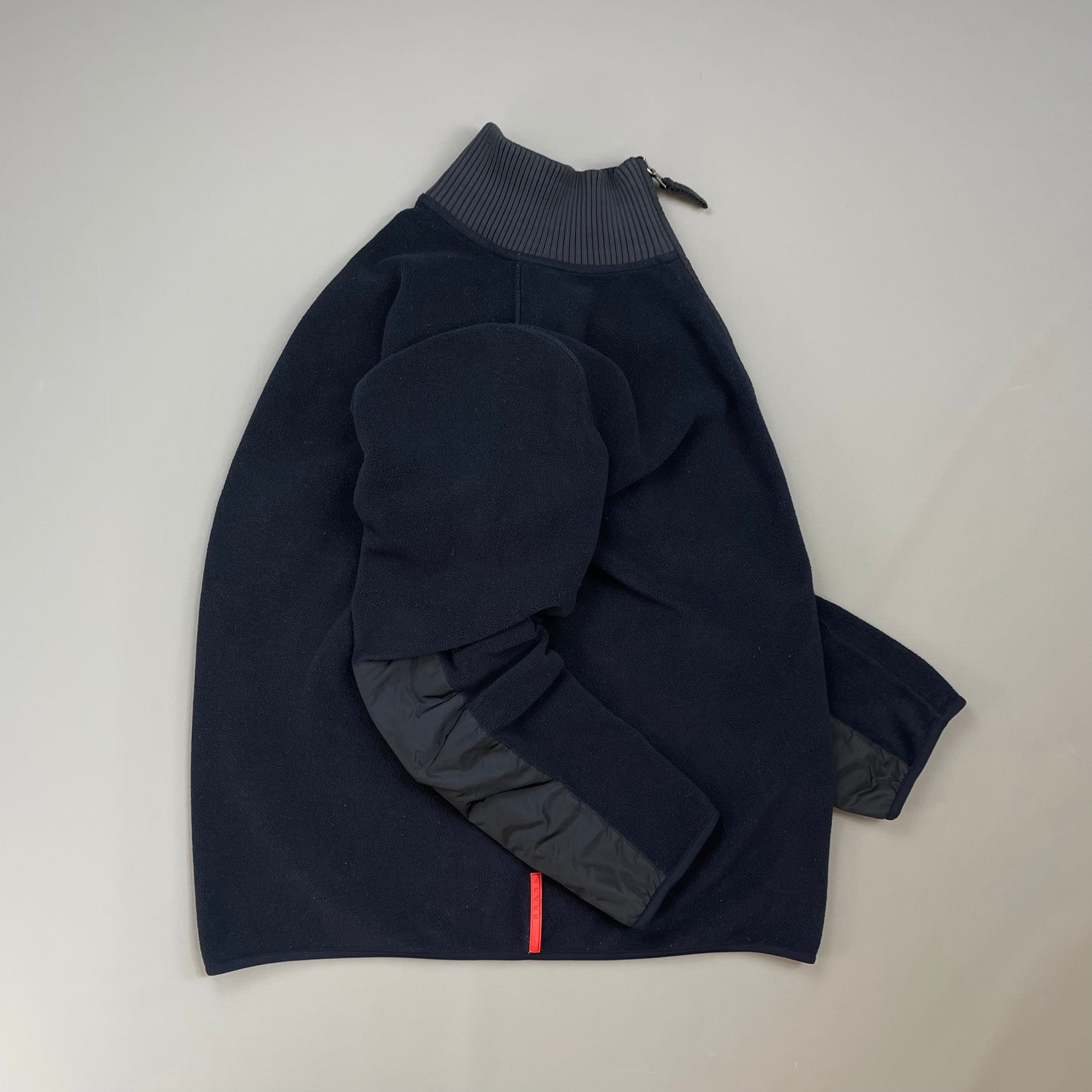 Prada Sport Navy 2008 Nylon Elbow Dual-Zip Lightweight Fleece Jumper