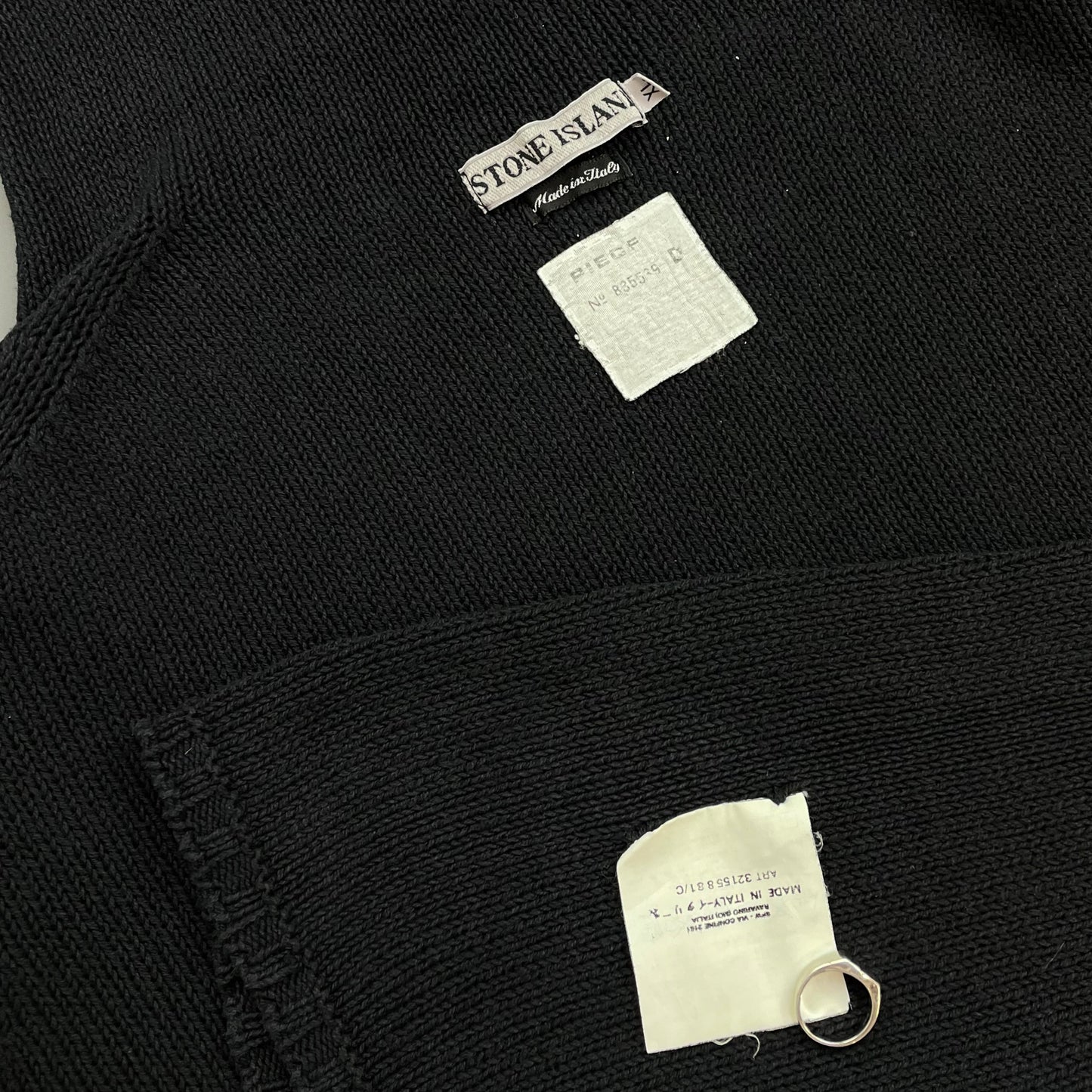 Stone Island Black SS00 Lightweight Half-Zip Knit Jumper