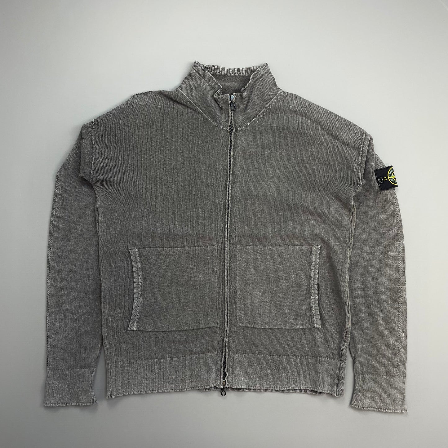Stone Island Grey SS06 Cotton Knit Zip-Through Cardigan Jacket