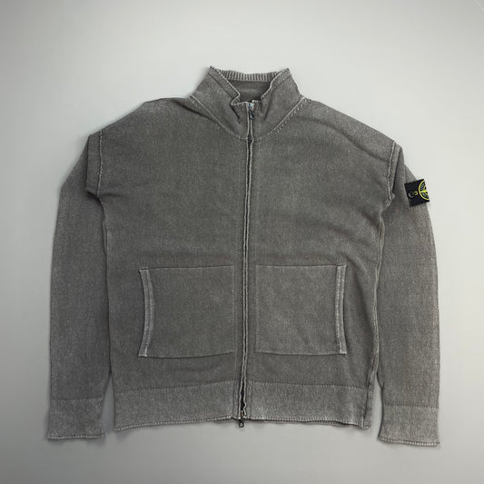 Stone Island Grey SS06 Cotton Knit Zip-Through Cardigan Jacket