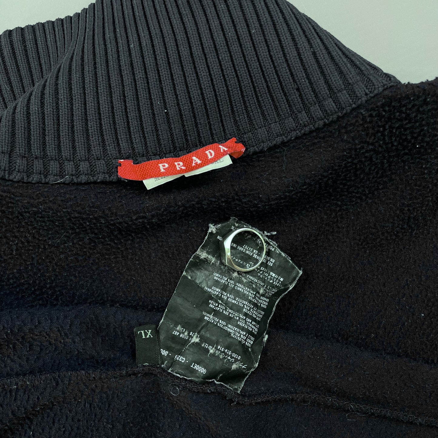 Prada Sport Navy 2008 Nylon Elbow Dual-Zip Lightweight Fleece Jumper