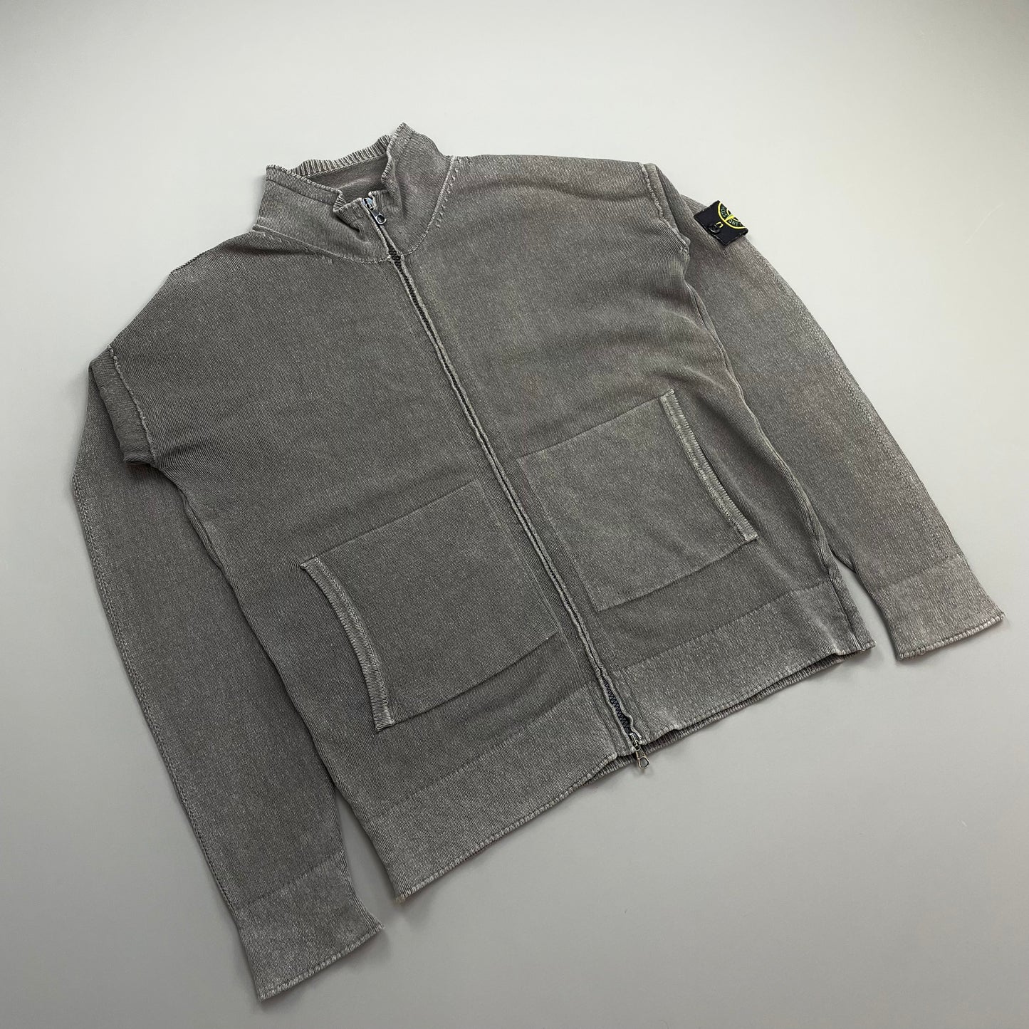Stone Island Grey SS06 Cotton Knit Zip-Through Cardigan Jacket
