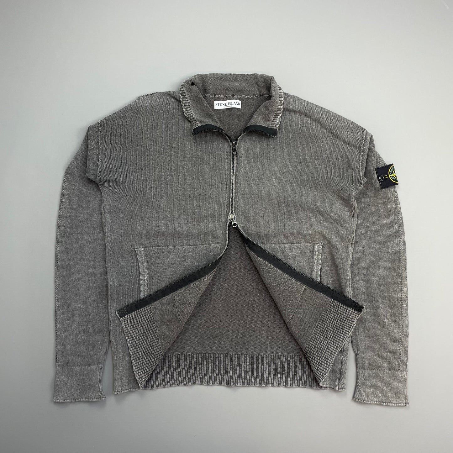 Stone Island Grey SS06 Cotton Knit Zip-Through Cardigan Jacket