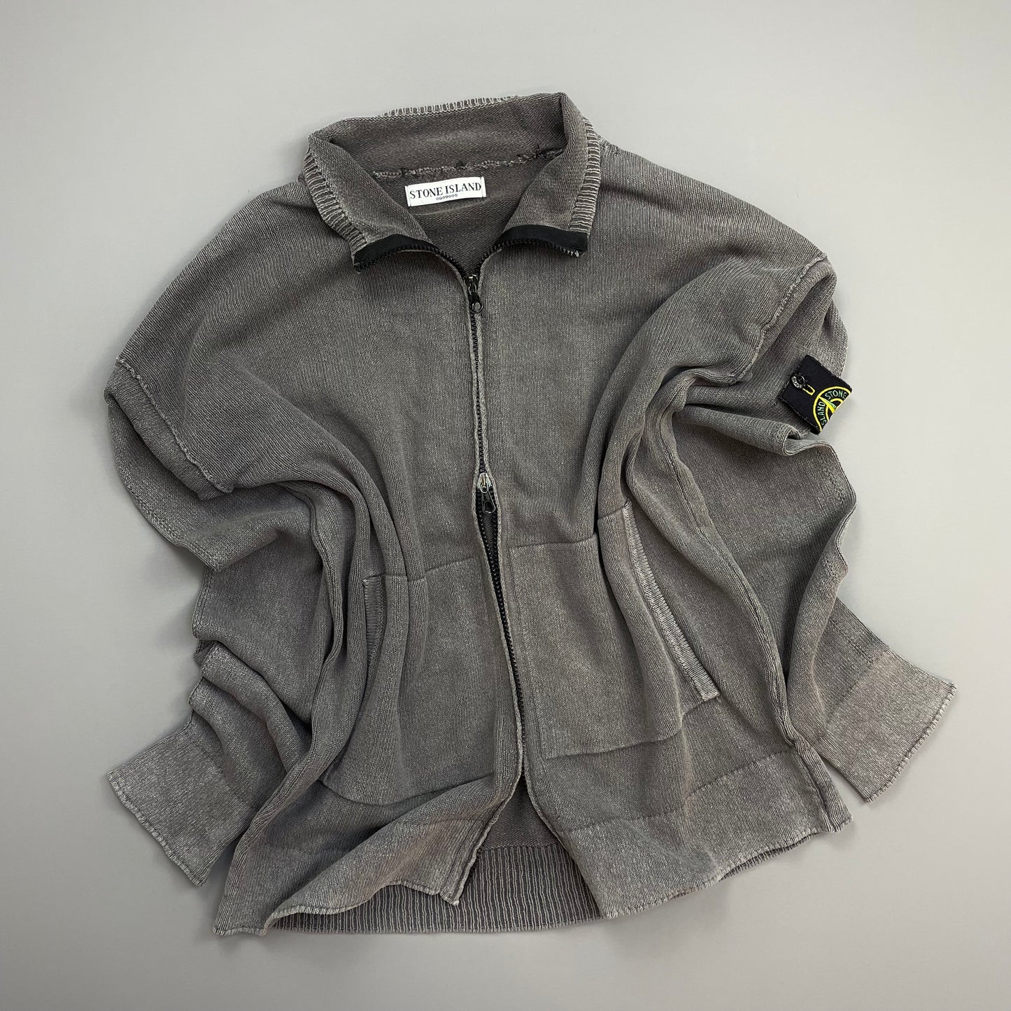 Stone Island Grey SS06 Cotton Knit Zip-Through Cardigan Jacket