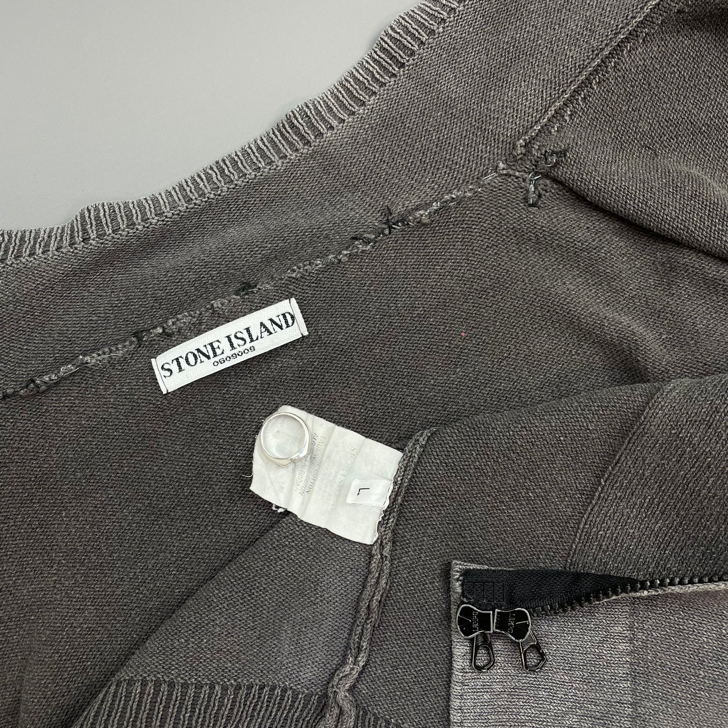 Stone Island Grey SS06 Cotton Knit Zip-Through Cardigan Jacket