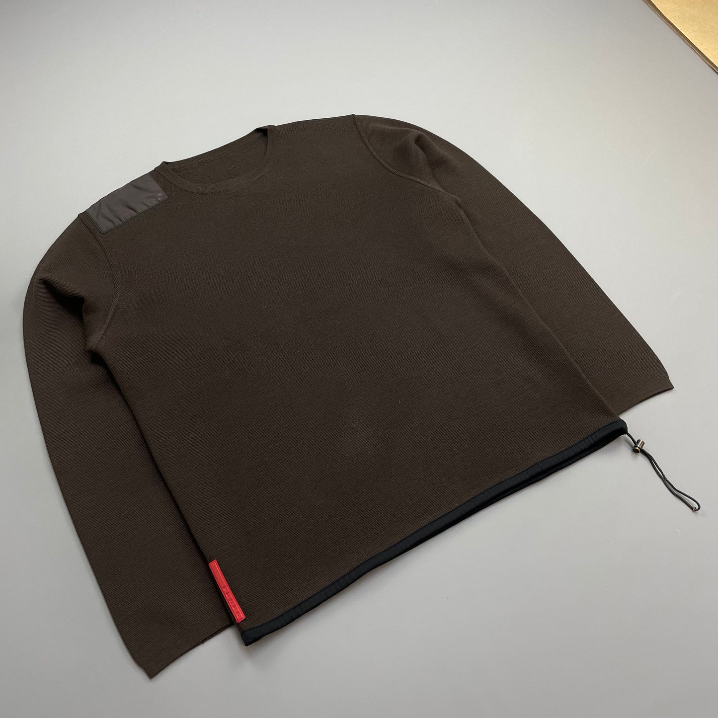 Prada Sport Khaki 00s Nylon Panel Technical Knit Crewneck Jumper