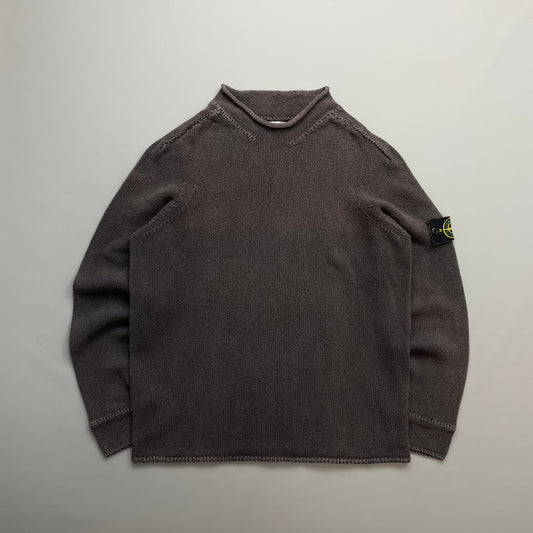 Stone Island Grey/Brown SS04 Midwieght Knit Mockneck Jumper