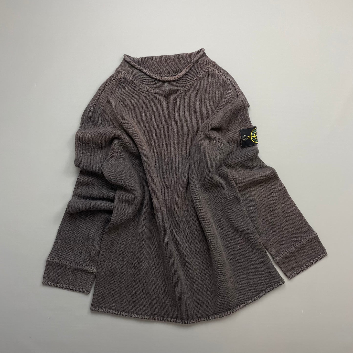 Stone Island Grey/Brown SS04 Midwieght Knit Mockneck Jumper
