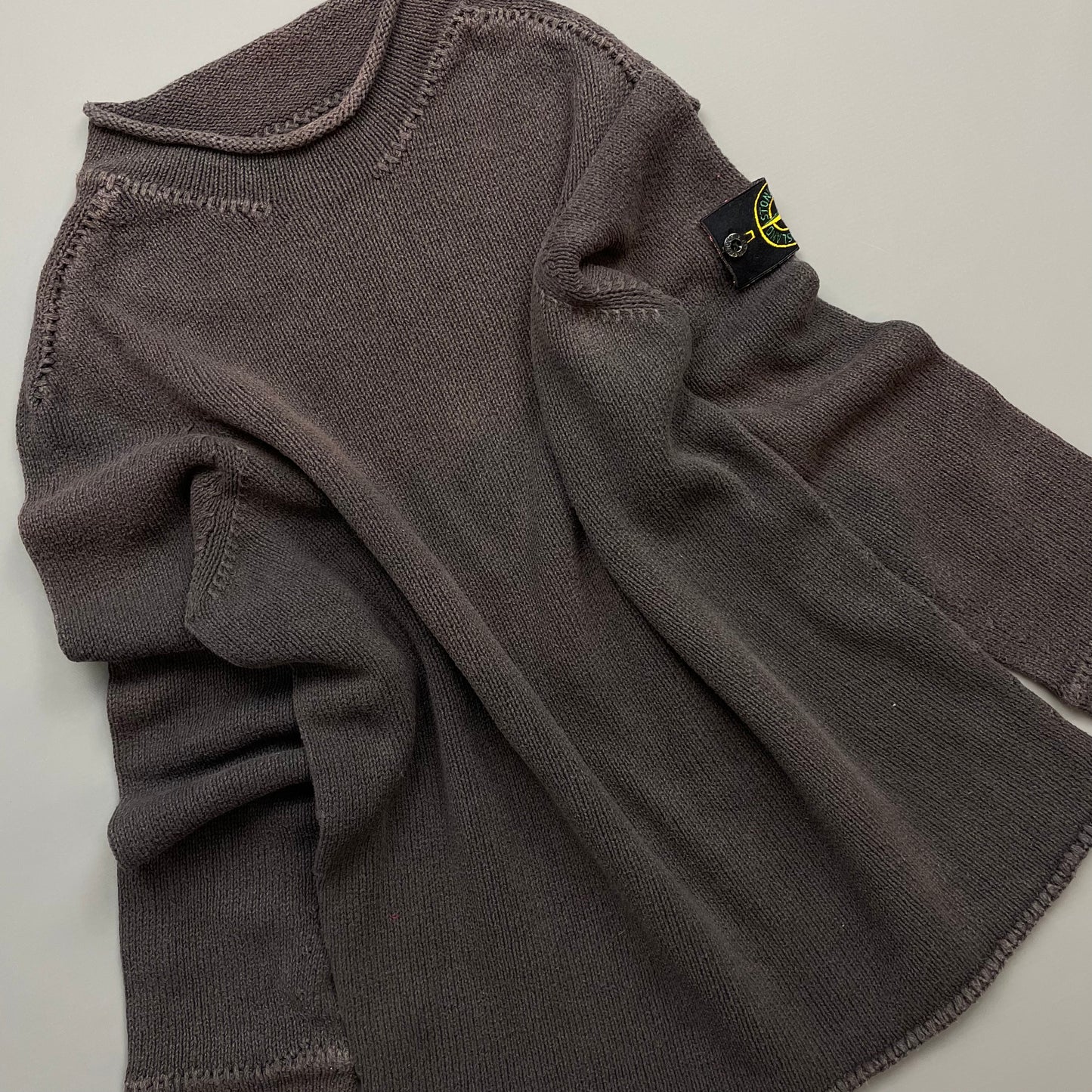 Stone Island Grey/Brown SS04 Midwieght Knit Mockneck Jumper