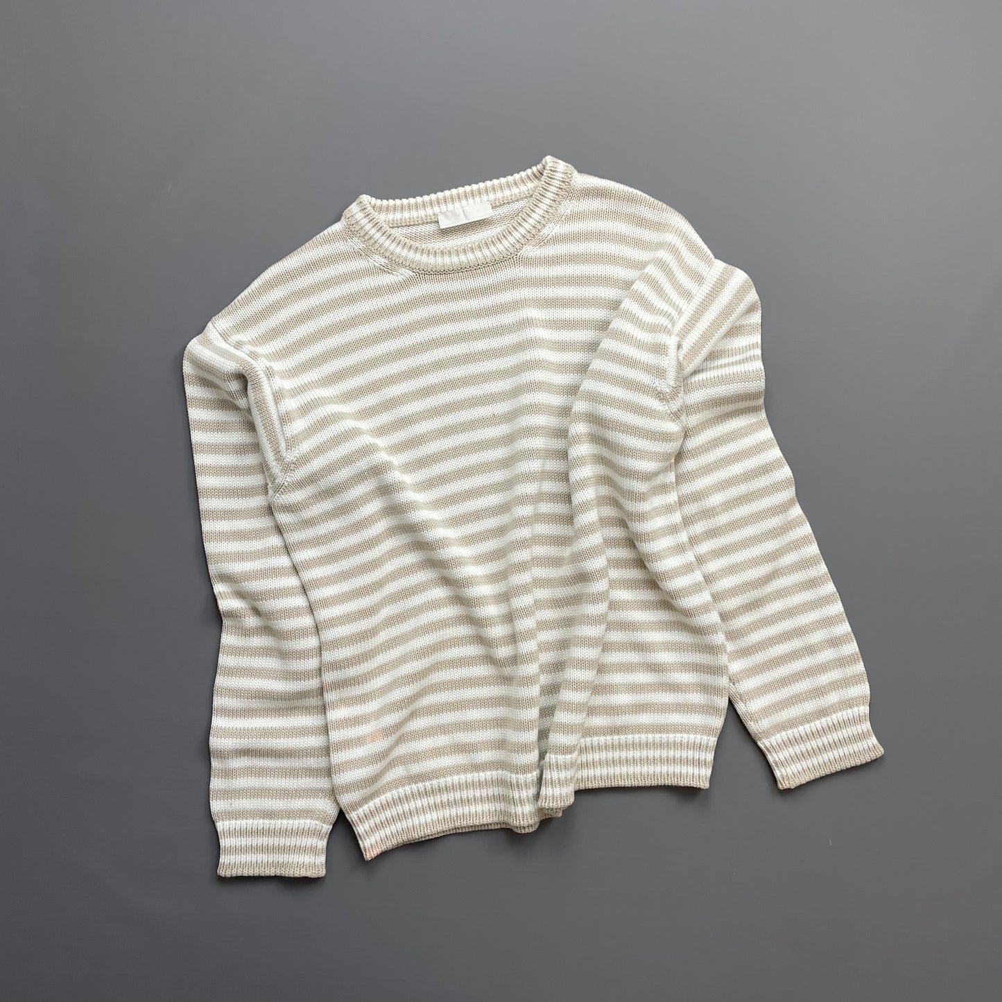 Prada White/Beige 2016 Striped Elbow Panel Knit Jumper