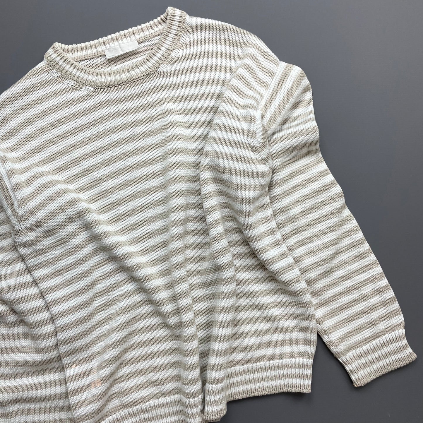 Prada White/Beige 2016 Striped Elbow Panel Knit Jumper