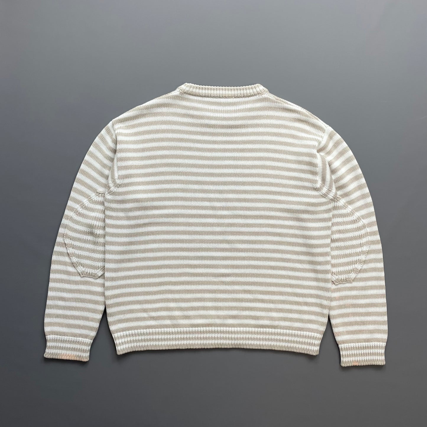 Prada White/Beige 2016 Striped Elbow Panel Knit Jumper